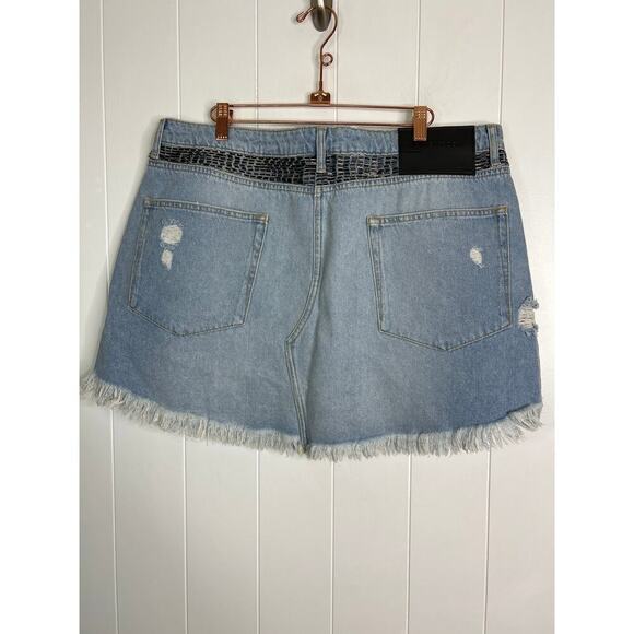 NWT One Teaspoon Railed Sequin Junkyard Low Waist Denim Skirt Size 34 - Picture 10 of 11